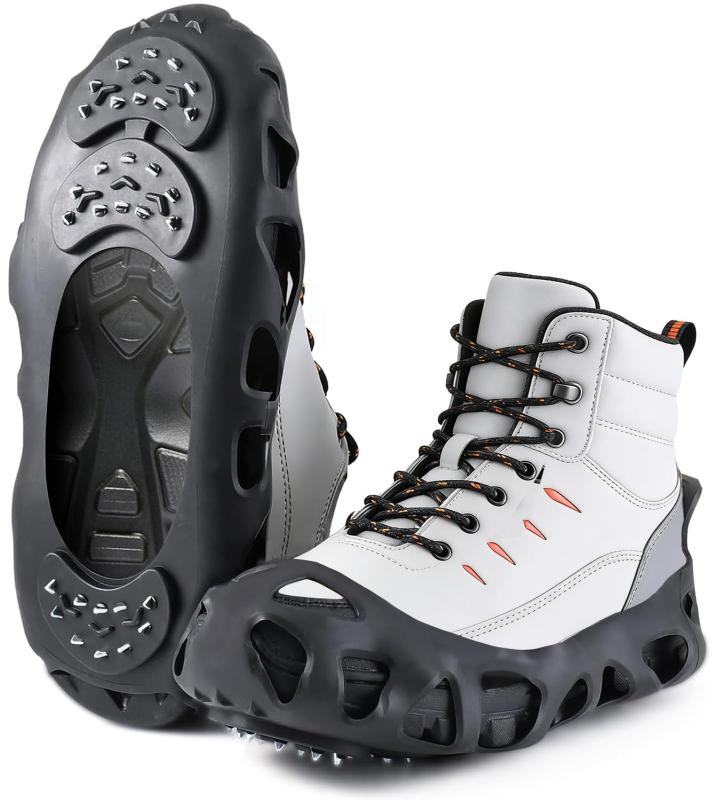 アイゼン アップグレード版 着脱式スパイク 滑り止め 雪 靴 アップグレード版 軽量 靴滑り止め クイックフィット スノー 登山 通勤 通学 凍結道路 雪 対策 多種靴適応 かんじき軽高品質素材滑り止スパイクはTPRゴム(本体部分)、スチール(スパイク部分) で 作 られています。優れた伸縮性と耐久性を持ちます。また、低温と腐食にも良い抵抗です。