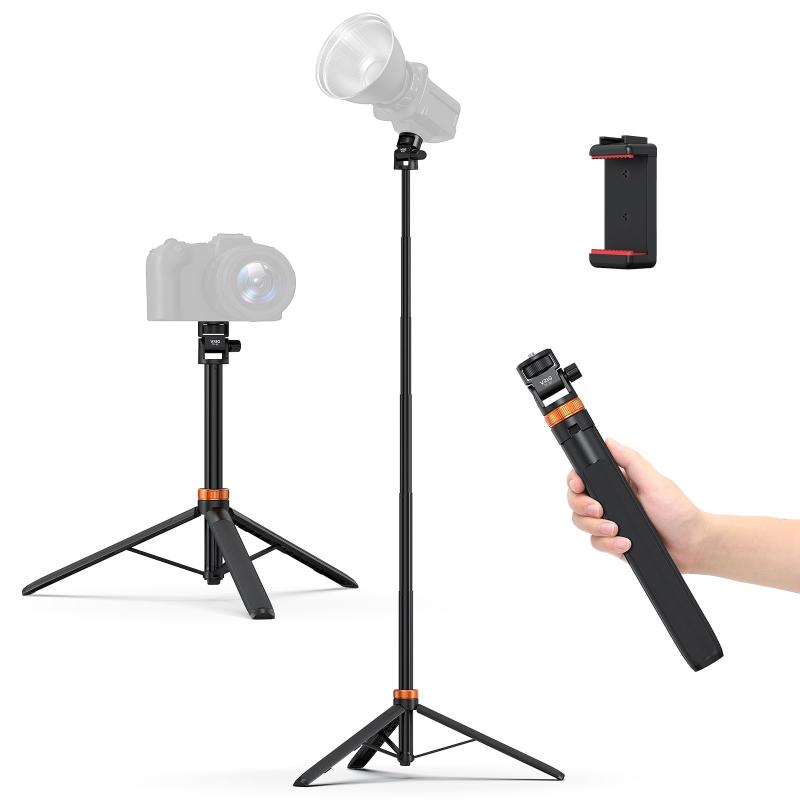 乐天商城 - VRIG 撮影用 ライトスタンド 三脚 1/4ネジ 撮影用スタンド 軽量 180°調整 スマホホルダー付き6段伸縮 166cm コンパクト 持ち運び便利 LEDライト リングライトスタンド スタジオ照明 ビデオ撮影 40