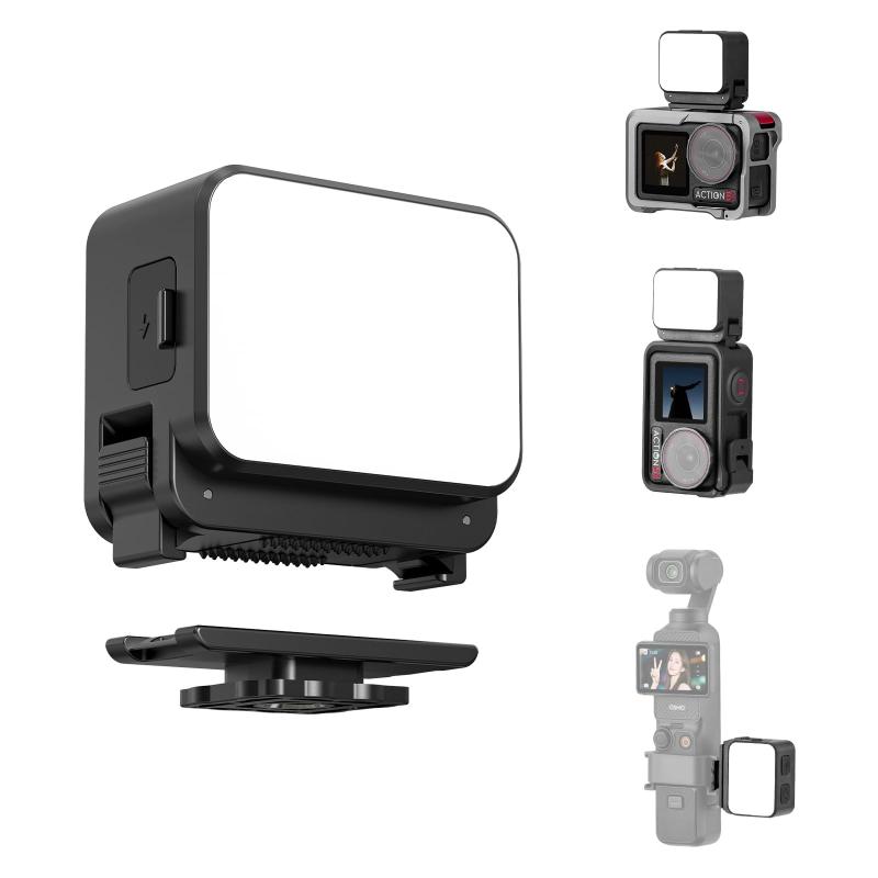 Rakuten - ミニライト アクションカメラ用補助照明ビデオライトホットシュー対応LEDライト DJI OSMO Pocket 3/Action 5 Pro 4 3 互換機種 アクセサリー対応