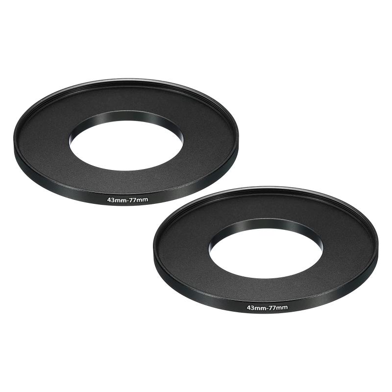 Rakuten - 43 mm-77 mm 金属ステップアップリング 2個 カメラレンズフィルターアダプターリング アルミニウム フィルターアダプターリング カメラレンズフード用 ブラック