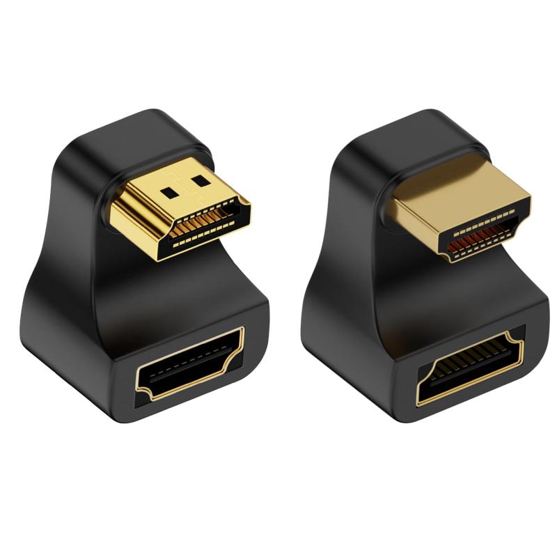Rakuten - 8K HDMI U字コネクタ、48Gbps HDMI U字変換アダプター 180度 角度変更 HDMI2.1 オス to メスアダプタ、 上向き/下向き HDMI延長アダプタ8K@60Hz 4K@120Hz TV Stick PC対応 金メッキ 2個セ