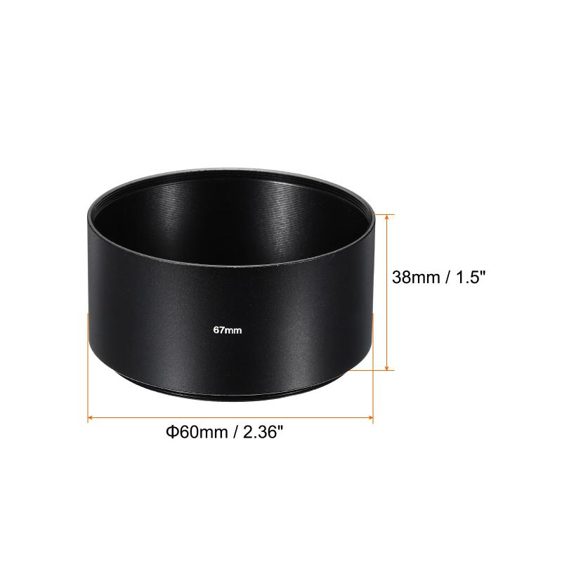 どしろショップの67mmレンズフード 長焦点 霜面反射防止内部フード 72mmレンズキャップ クリーニングクロス付き カメラレンズ用 黒｜アングル2
