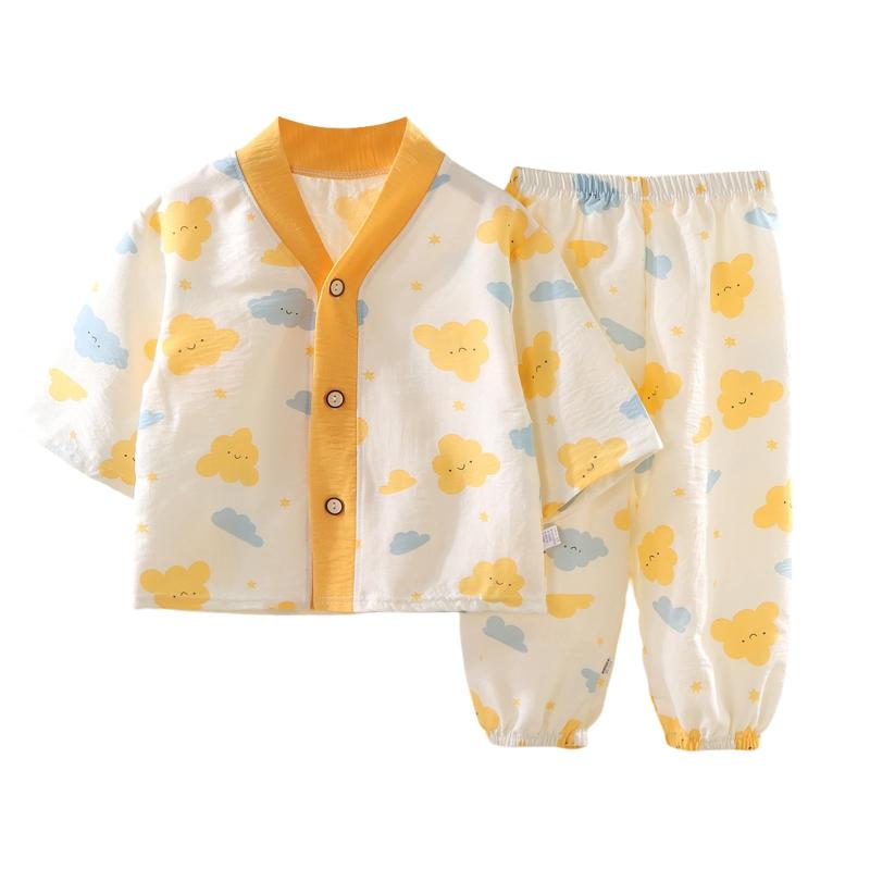 [] 子供服専門店 パジャマ キッズ ベビー 上下セット ルームウェア 前開き ボタン 女の子 男の子 薄手 かわいい 柔らかい ポリエステル..