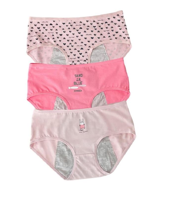 樂天商城 - [] サニタリーショーツ ジュニア用 3枚組 子供 生理用 ショーツ 女児 ムーンパンツ ガールズ 綿 下着 レディース パンティ昼夜用 3枚セット