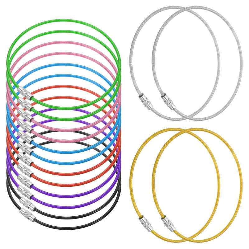樂天商城 - [] ワイヤーキーホルダー ネジ式 ステンレス製 ワイヤーキーリング 金具 鍵 キーチェーン 紛失·盗難防止 長さmm 直径mm