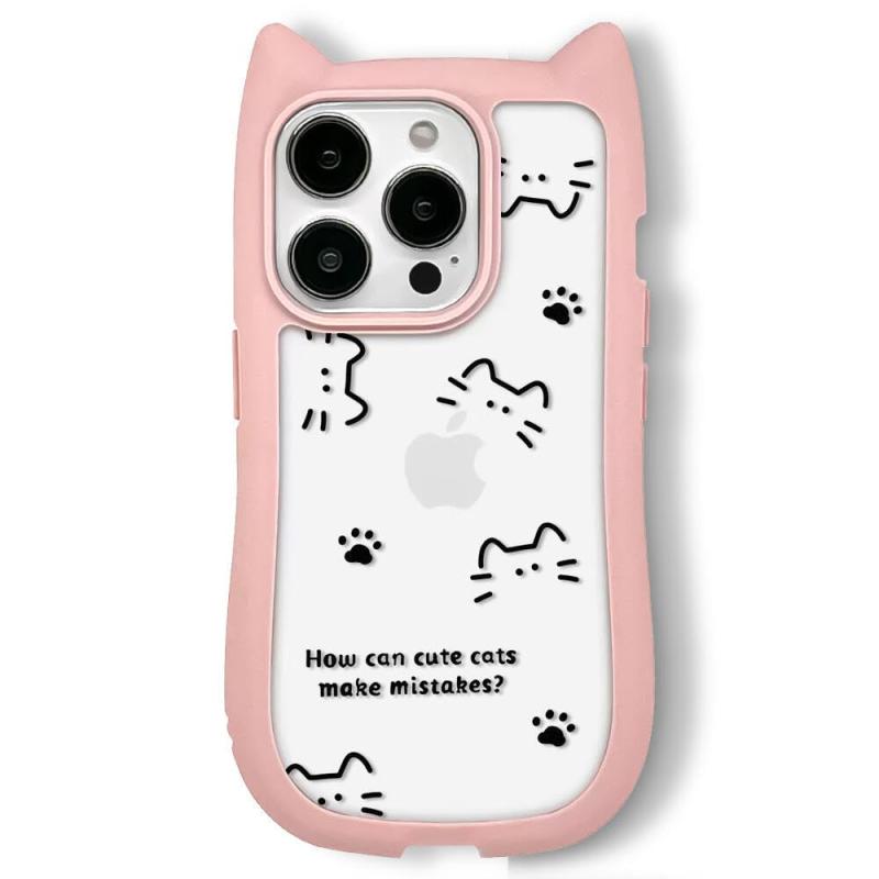 Rakuten - ケース For iPhone 15 iPhone 14 iPhone 13 iPhone12 iPhone11 可愛い 猫 猫耳 軽量 ソフト 動物柄 TPUカバー 衝撃吸収 落下防止 專用スマホ ケース カバー 薄型 黄ばみにくい 特製スマホケース