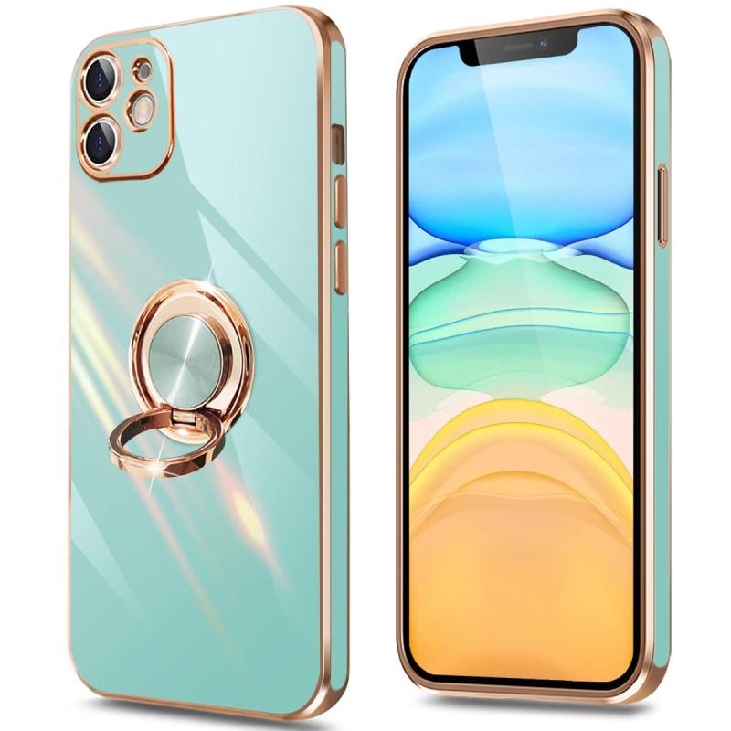 Rakuten - IPhone11 ケース リング付き 耐衝撃 リング カバー 米軍MIL規格取得 薄型 軽量 スタンド機能付き TPU 360回転車載ホルダー