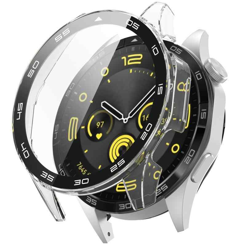 乐天商城 - HUAWEI WAT GT 4 46mm カバー PC素材 HUAWEI(ファーウェイ) WAT GT 4 46mm カバーカバー ガラスフィルム一体型 全面保護 二重構造 防塵 日本旭硝子材 キズ防止 軽量(ブラック)