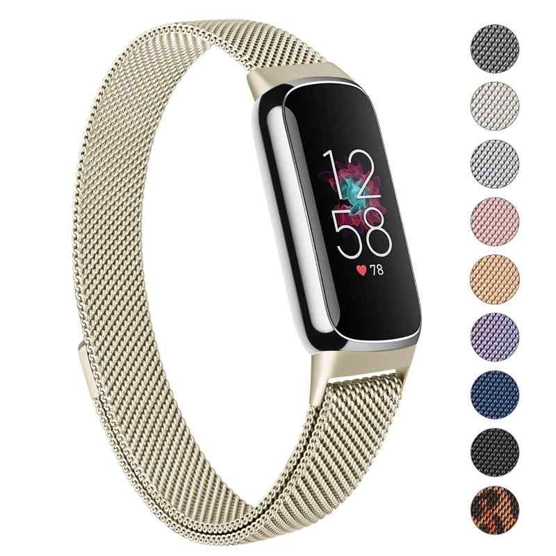 樂天商城 - バンド コンパチブル Fitbit Luxe バンド 交換バンド 交換ベルト, ステンレス 交換ベルト 長さ調節 男女兼用 マグネット 留め金 メッシュ 通気
