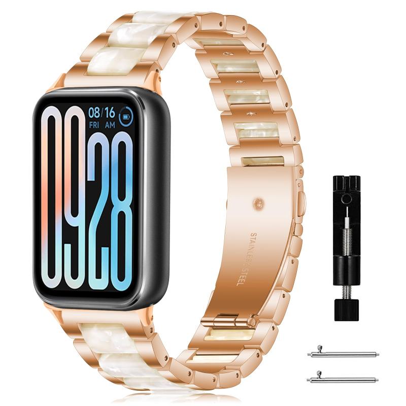 どしろショップの[] バンド Xiaomi Redmi Watch 6/5/4 / Xiaomi Band 10 Pro/9 Pro/8 Pro (Mi Band 10 Pro/9 Pro/8 Pro) 対応 樹脂交換ベルト ステンレス製 金属バンド 替えストラップ｜アングル2
