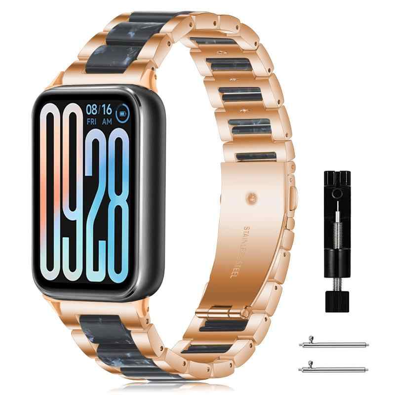 どしろショップの[] バンド Xiaomi Redmi Watch 6/5/4 / Xiaomi Band 10 Pro/9 Pro/8 Pro (Mi Band 10 Pro/9 Pro/8 Pro) 対応 樹脂交換ベルト ステンレス製 金属バンド 替えストラップ｜アングル3