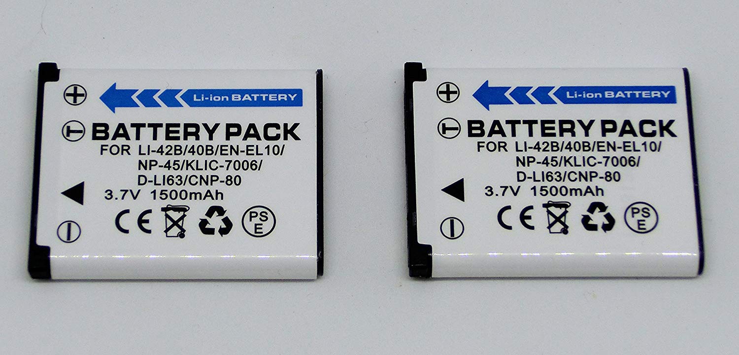 2個set ニコン NIKON li-42B 40B NP-45 KLIC-7006 EN-EL10 互換バッテリー PSEマーク付 1500mAh ペンタックス D-LI108 D-LI63