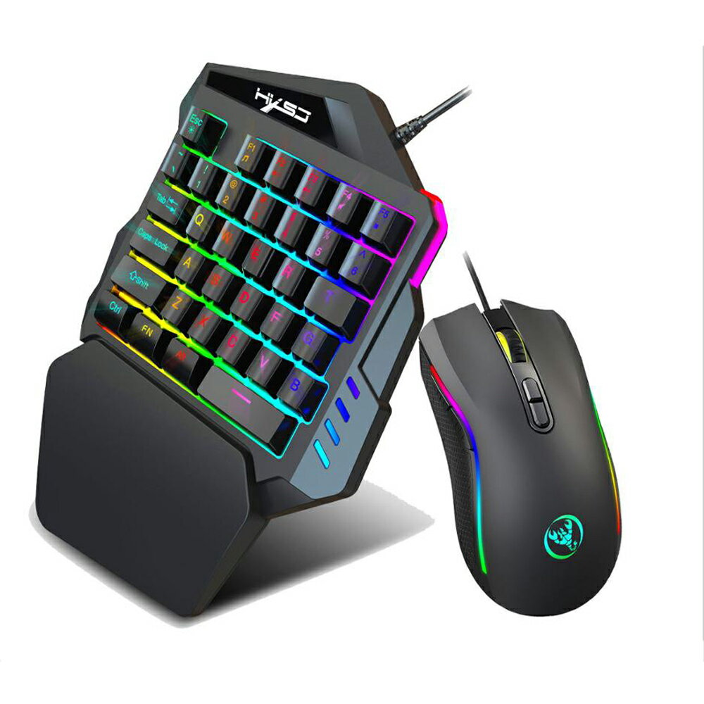 ゲーミングキーボードマウスセット 片手ゲーミングキーボード ゲーミングマウス レインボー コンパクト FPS 荒野行動 COD APEX