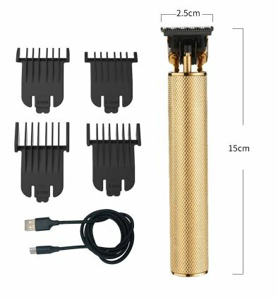 電動バリカンセルフカット高級感ブラックゴールドアタッチメント付USB充電充電式電動タイプ小型ヘアトリマー髭カットコードレス低騒音切れ味抜群