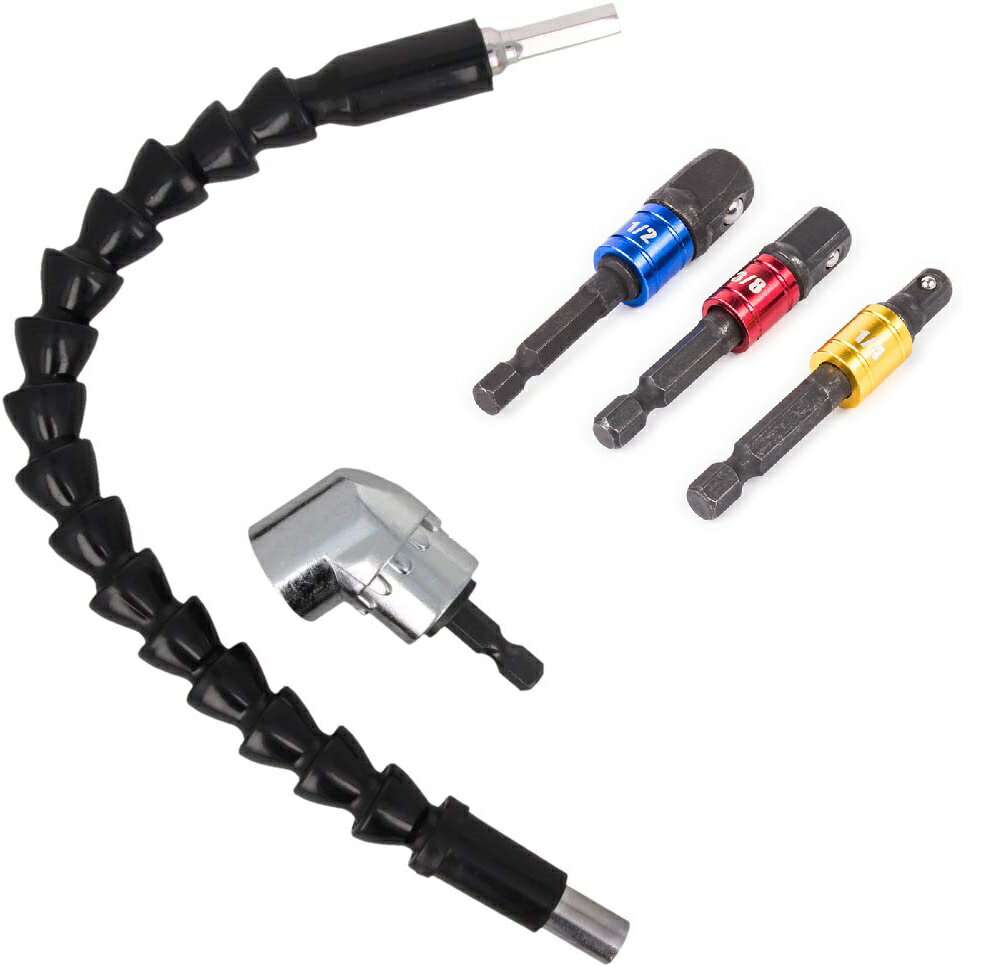 3種セット 工具セット フレキシブル ソケットアダプタ L型 直角 インパクト 工具 ビット 電動ド ...