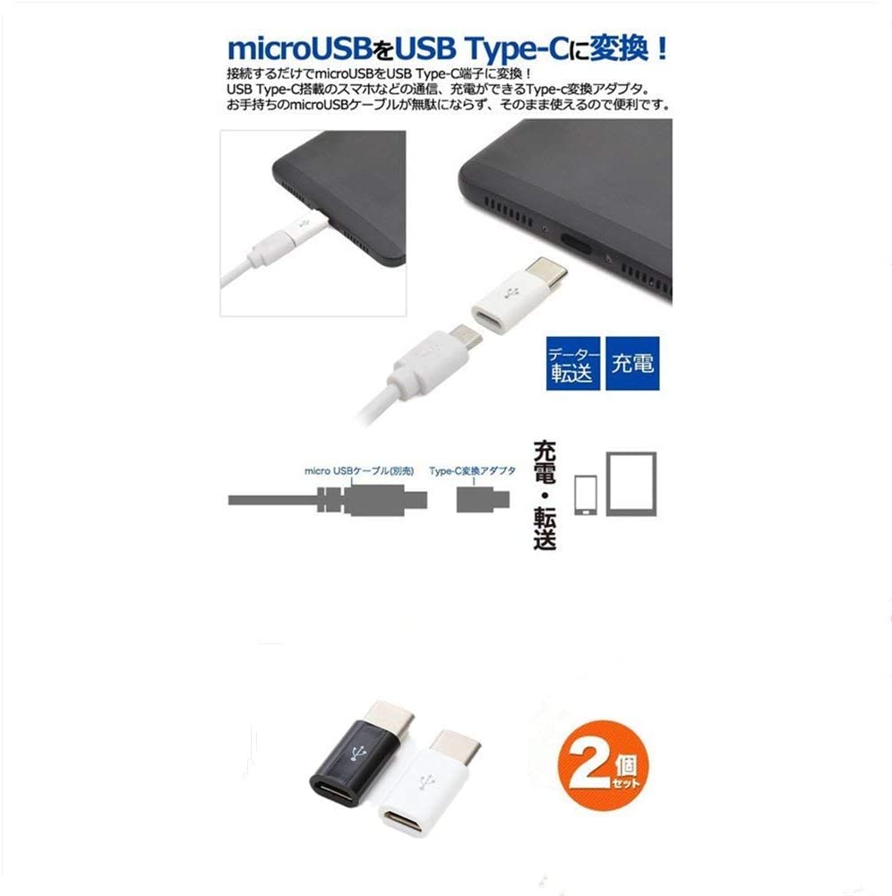 変換アダプタ microUSB → Type-C 変換 コネクタ スマホ充電 iPhone iPod iPad カラフル コンパクト デスク 仕事 PC ハブ ケーブル 充電