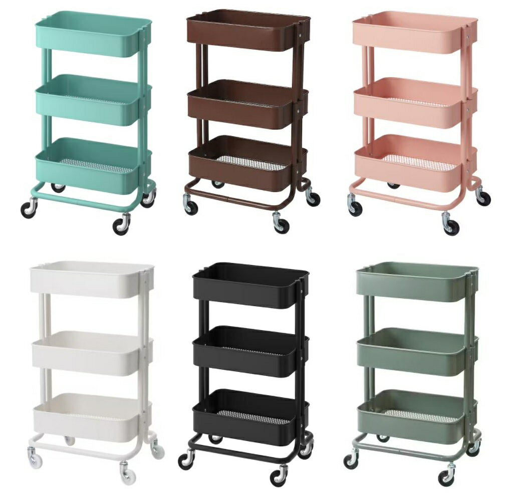 IKEA ikea イケア RASKOG ロースコグ 3段 ワゴン キッチンワゴン 収納 シェルフ 35x45x78 スチール キッチンツール コンパクト 薄型 お洒落 シンプルのサムネイル