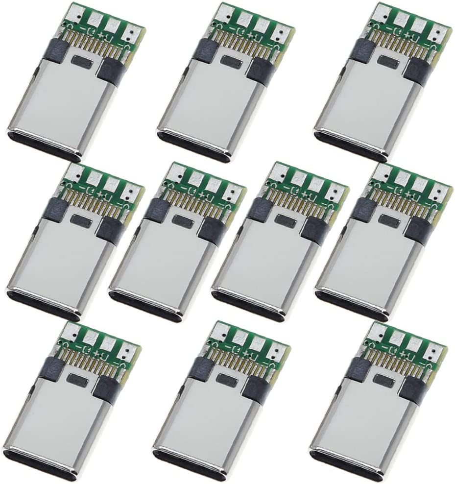 Type-C オス 10個セット 修理用パーツ インターフェース モジュール データ転送 送受信 コネクタ プリント基板 PCBボード 溶接 配線 DIY
