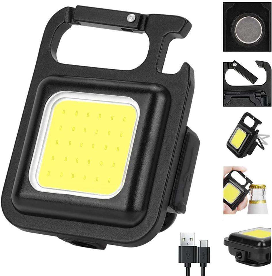 小型LED ポータブルLED LED投光器 360ルーメン 軽量 高輝度 作業灯 USB充電 キーホルダー式 43g ハンディライト 緊急 アウトドア用品 多機能 キャンプ