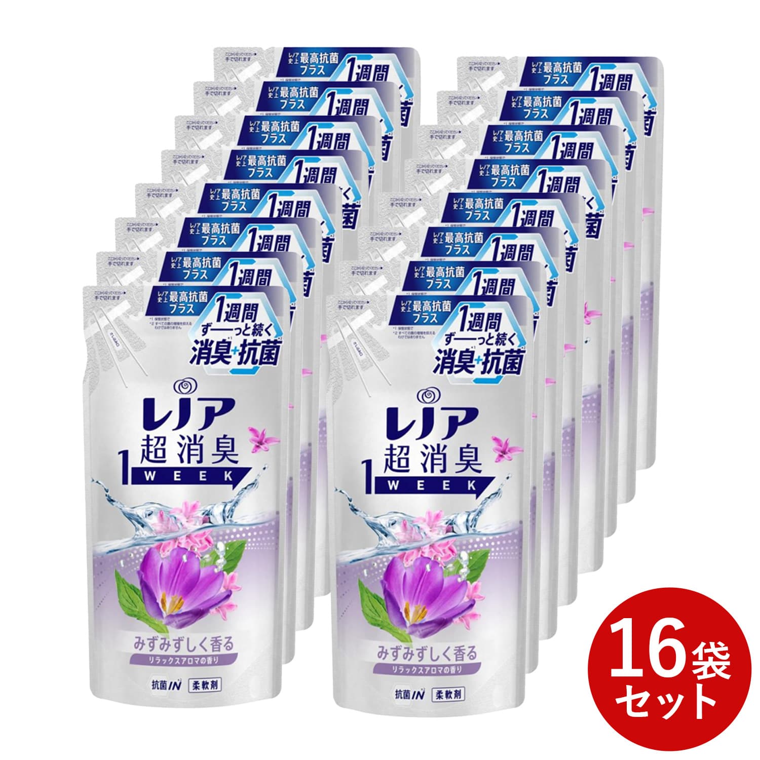 【最大20倍 マラソン期間限定】柔軟剤 16袋セット P&G ピーアンドジー レノア 超消臭 1week リラックスアロマ 詰替え ( 400ml × 16袋 ) カートン販売