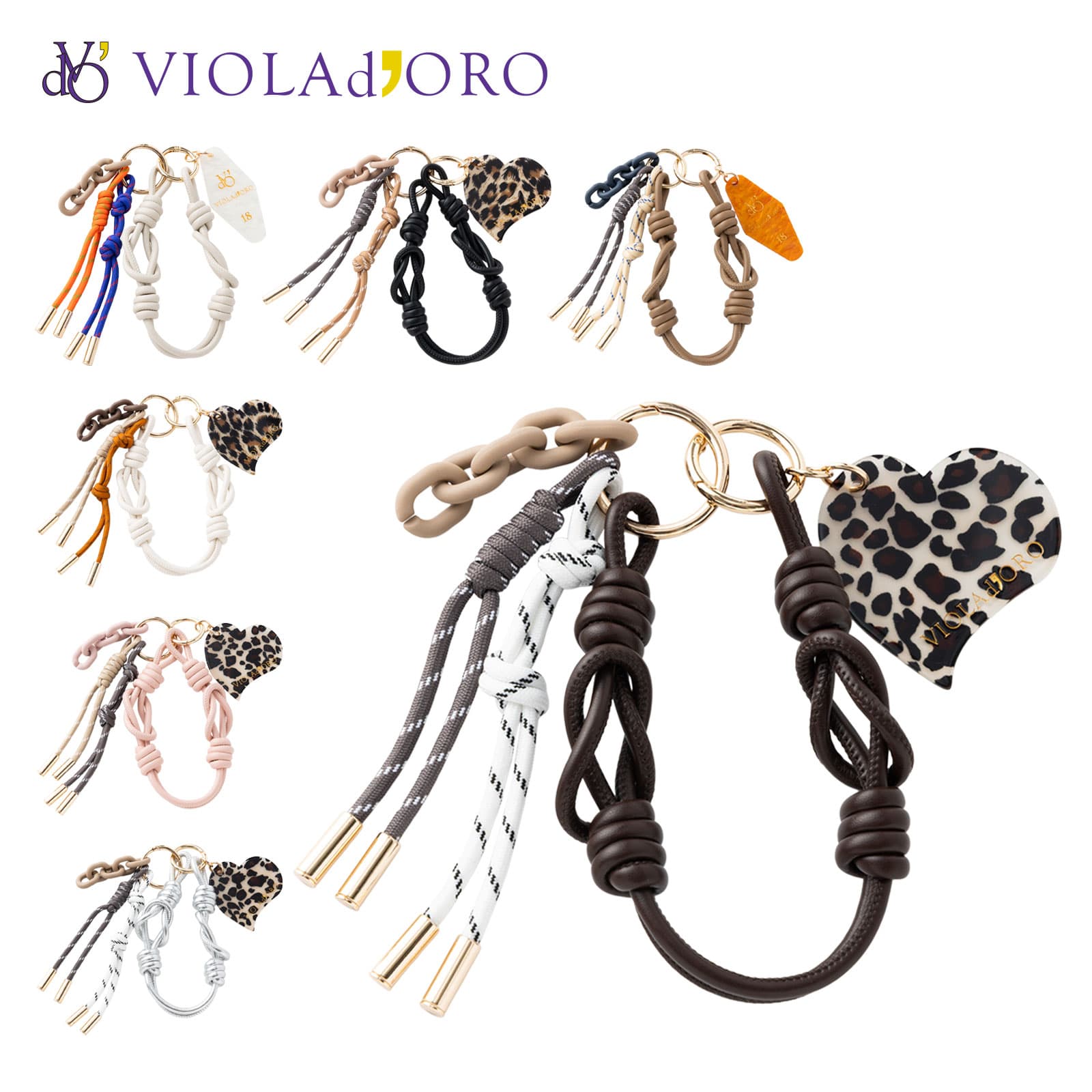 樂天商城 - 正規品 VIOLAd'ORO ヴィオラドーロ 【BIANCA】 アクリル×コード バッグチャーム レディース キーリング バッグアクセサリー ストラップ カジュアル ブランド プレゼント ギフト かわいい おしゃれ シンプル 日本製 V-5078