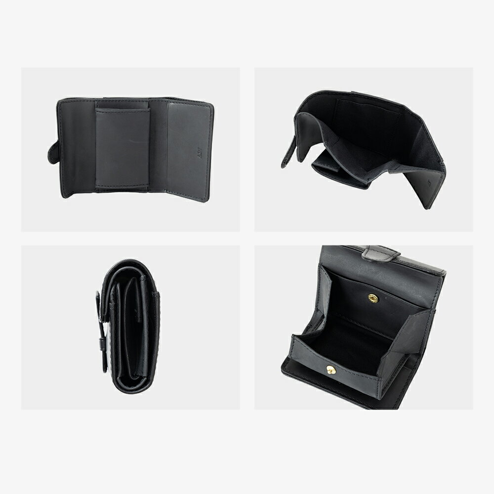 正規品 A_W アウ 財布 三つ折り ミニ財布 TRIFOLD BELT ROLL PURSE トリフォールドベルトロールウォレット メンズ レディース レザー 本革 牛革 ブランド 軽量 革財布 小さめ かっこいい かわいい おしゃれ プレゼント ギフト 高級 小物 雑貨 ブラック ブラウン 黒 AP-015 3