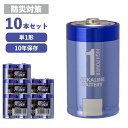 乾電池 ハイパワー 単1形 10本セット (2パック×5) アルカリ乾電池 保存10年 単1 単一 まとめ買い 長期保存 備蓄 防災 災害対策 地震 大容量 リモコン おもちゃ 交換用 お徳用 箱 LR20