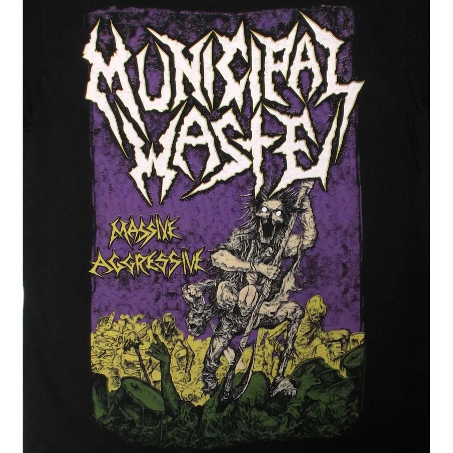 ミュニシパル ウェイスト Tシャツ MUNICIPAL WASTE MASSIVE AGGRESSIVE 黒 正規品 SK8 スラッシュ ロックTシャツ関連