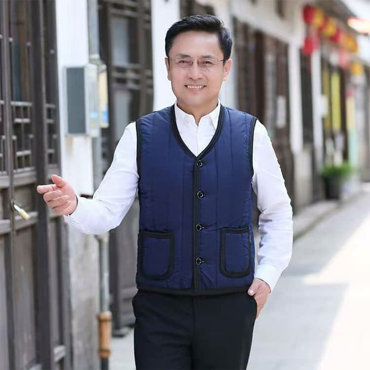 羽織り 厚手 キルティング 寒さ対策 中綿ベスト チョッキ ベスト Vネック アウター シニアファッション 秋冬 インナー ベスト 中綿 前開き 防寒ベスト 保温 あったか 防寒ベスト 50代 おじいちゃん お父さん 男性 高齢者 お年寄り 裏起毛 60代 70代 80代 90代 mumei365-10010587 無名商店 サンプル画像3