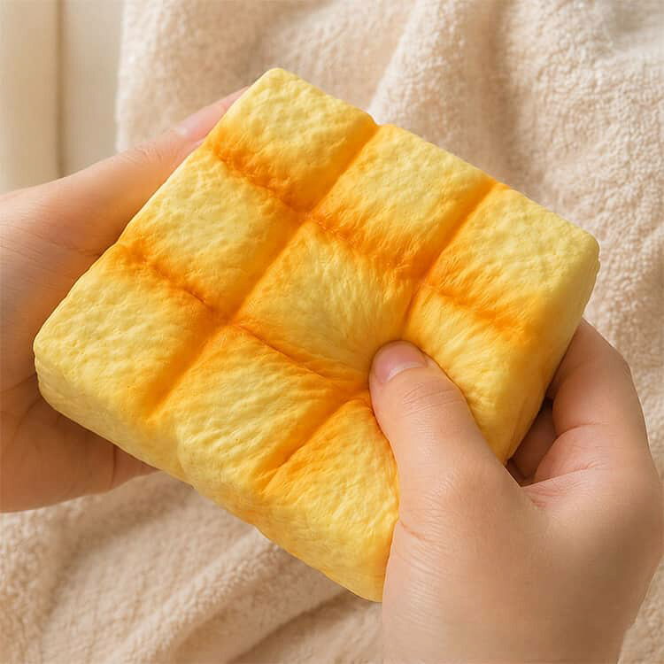 パンスクイーズ 低反発 スクイーズ パン スクイーズ スクイーズトイ 11cm ストレス解消おもちゃ 指の運動 伸縮性 弾力性 パン形センサリーデスクアクセサリー 食品型フィジエット玩具 子供 大人 オフィス mumei365-10010571 無名商店 サンプル画像3
