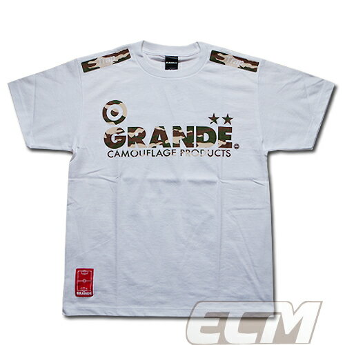 GRANDE CAMO プロトタイプ Tシャツ ホワイト x カーキ【サッカー/フットサル/グランデ/サポーター/迷彩/ミリタリー】 メール便対応商品 GRN2014SS