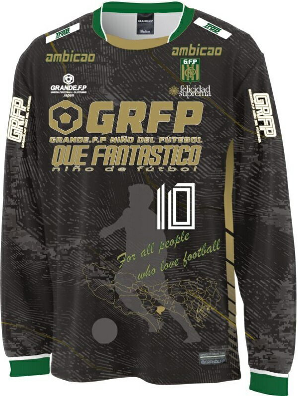GFPH24110【予約GFP04】GRANDE FP x 見木友哉 コラボプラシャツ 10番TOMOYA 長袖 ブラック【グランデ/サッカー/フットサル/サポーター/トレーニング】ネコポス対応可能