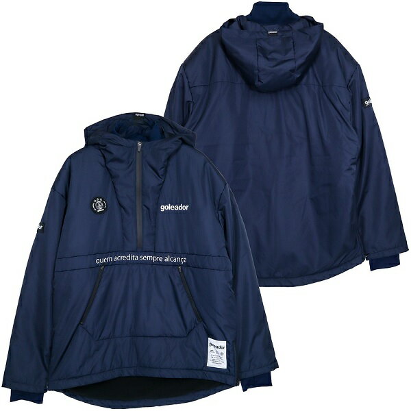 【GOL2024AW】Goleador G2621 中綿ピステ 裏フリースレイヤードフードジャケット ダークブルー【ゴレアドール/フットサル/サッカー/ダウンジ...