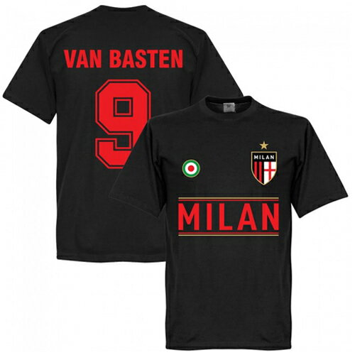 【予約RET06】ブラック9RE-TAKE ACミラン Team Tシャツ 9番 ファンバステン ブラック【サッカー/Milan/Van Basten/セリエA】ネコポス対応可能