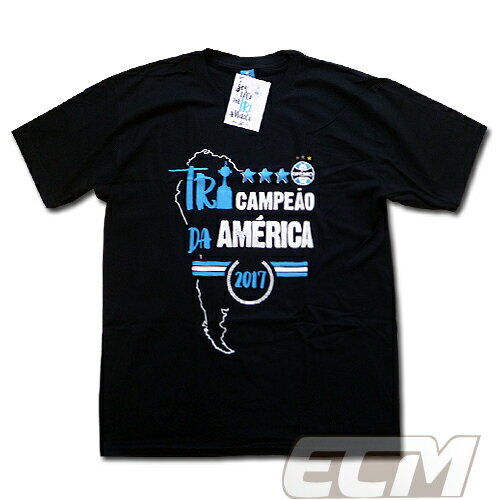 【国内未発売】グレミオ コパ・リベルタドーレス 2017優勝記念 Tシャツ "Tri Campeao da America" ブラック【ブラジルリーグ/サッカー/Gremio/Libertadores】330 ネコポス対応可能 COR01