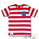 【SALE25%OFF】【GS018】GRANDE ボーダーデニムポケット付Tシャツ ホワイトxレッド【グランデ/サッカー/フットサル/サポーター】ネコポス対応...