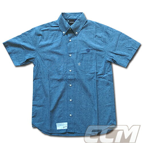 【GRN2017SS】GRANDE シャンブレーボタンダウン半袖シャツ インディゴ【グランデ/サッカー/フットサル/サポーター/POLO】ネコポス対応可能