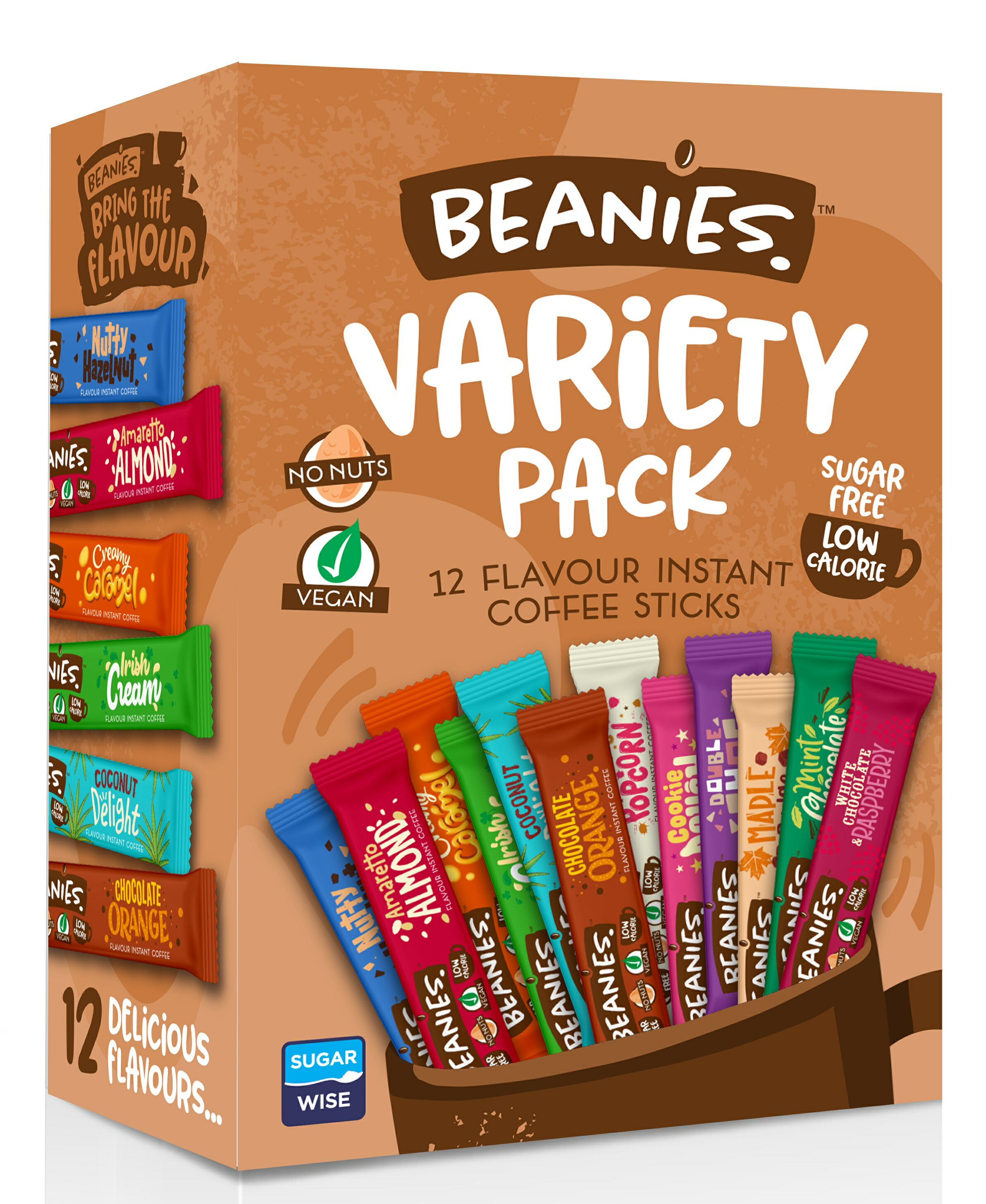 ビーニーズ バラエティパック 12フレーバー入 BEANIES 12 Flavour Variety Pack flavour instant coffee フレーバー インスタントコーヒー 低カロリー low calorie ヴィーガン vegan グルテンフリー gluten free 無糖 sugar free ナッツ不使用 正規輸入品