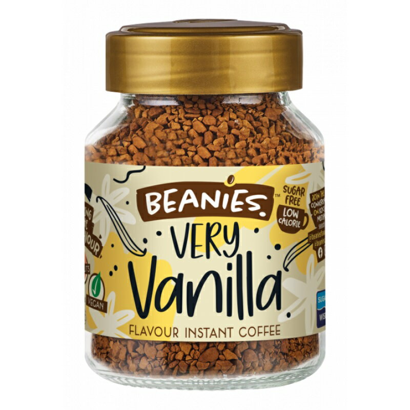 ビーニーズ ベリーバニラ 50g BEANIES Very Vanilla flavour instant coffee フレーバー インスタントコーヒー 低カロリー low calorie ヴィーガン vegan グルテンフリー gluten free 無糖 sugar free ナッツ不使用 no nuts 正規輸入品