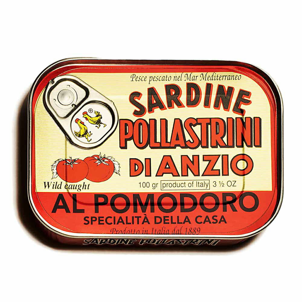 ポッラストリーニ サーディン・トマト＆オリーブオイル 100g×12缶(1ケース) POLLASTRINI Sardine di Anzio al pomodoro いわしオイル漬け イタリア産 