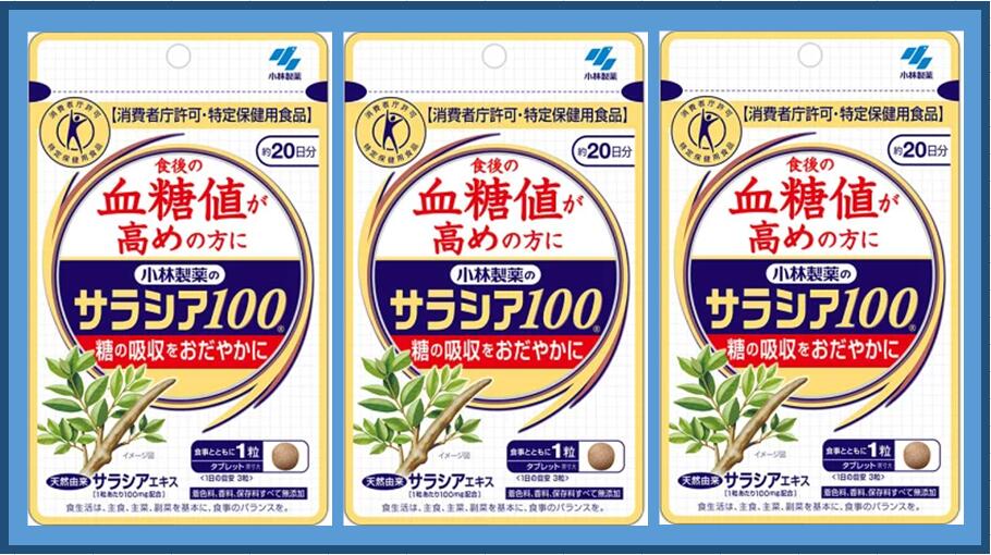 【クロネコゆうパケット(追跡番号有)配送・送料無料】小林製薬のサラシア100【60粒×3個】【4987072039342】【製薬会社/血糖値が高めな方のための、糖の吸収をおだやかにするサプリメント/中高年】【smtb-TD】【RCP】