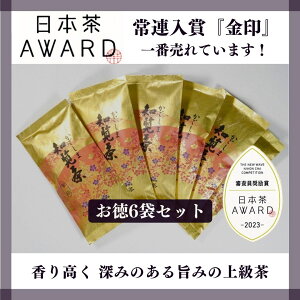【2025年 新茶 】【金印6袋セット】 かごしま知覧茶 金印 1袋100g×6袋 鹿児島県知覧町後岳産 農家直送 煎茶 緑茶 お茶 深蒸し茶