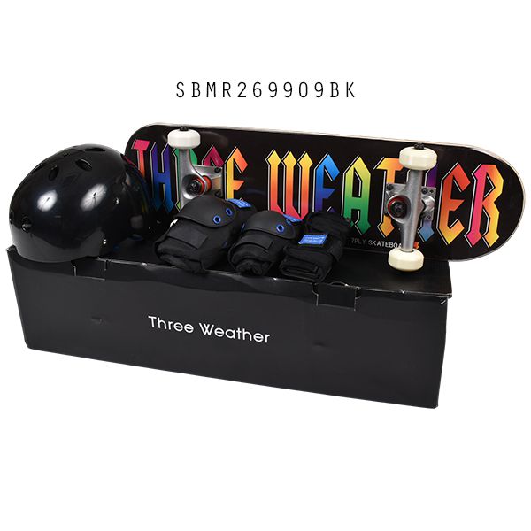 送料無料 キッズ スケートボード 3点セット コンプリート ヘルメット プロテクター THREE WEATHER スリーウェザー COMBO PACK SBMR2699 FF K29