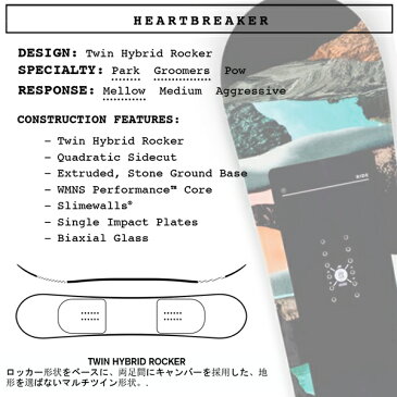 予約販売 11月中旬入荷予定 スノーボード 板 RIDE ライド HEARTBREAKER コンパクト 19-20モデル レディース GG G22