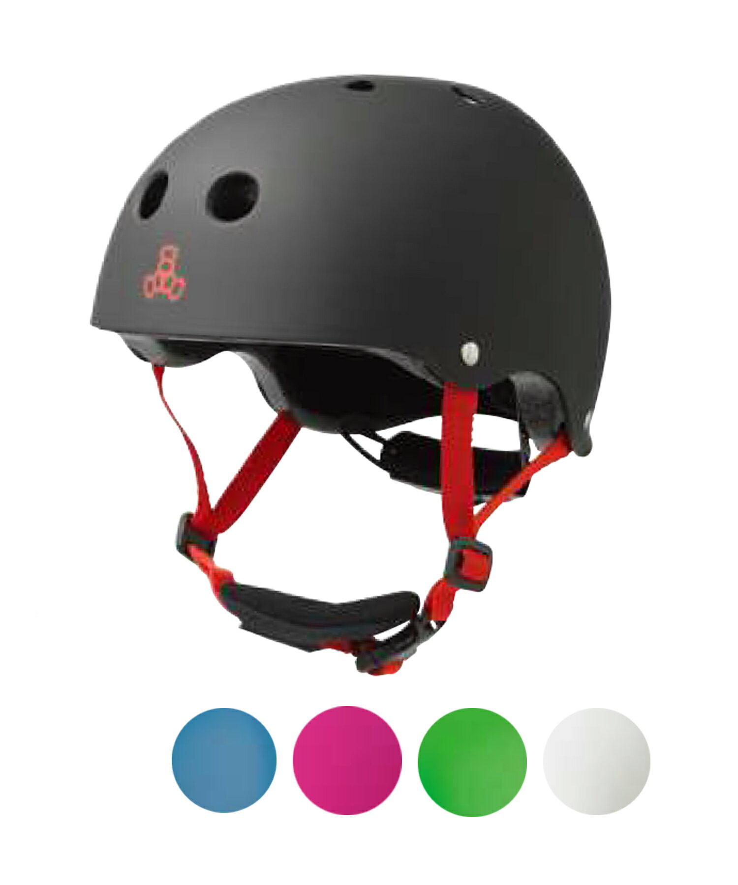 【triple eight】トリプル エイトのヘルメット。かわいいライダーにはLIL8。TRIPLE8の保護機能をそのままに、サイズ調整可能のフィットダイヤルシステムバックルを備えた子供に優しい機能付きヘルメット≪商品詳細≫■特徴■・安全基準US CPSC Bike, ASTM Skate・交換、洗濯可能なパッド付属・ダイアルでサイズ調整可能・顎もカバーするパッド搭載ストラップ■対象年齢■・幼児から5歳児まで■サイズ根安■・46-52cm
