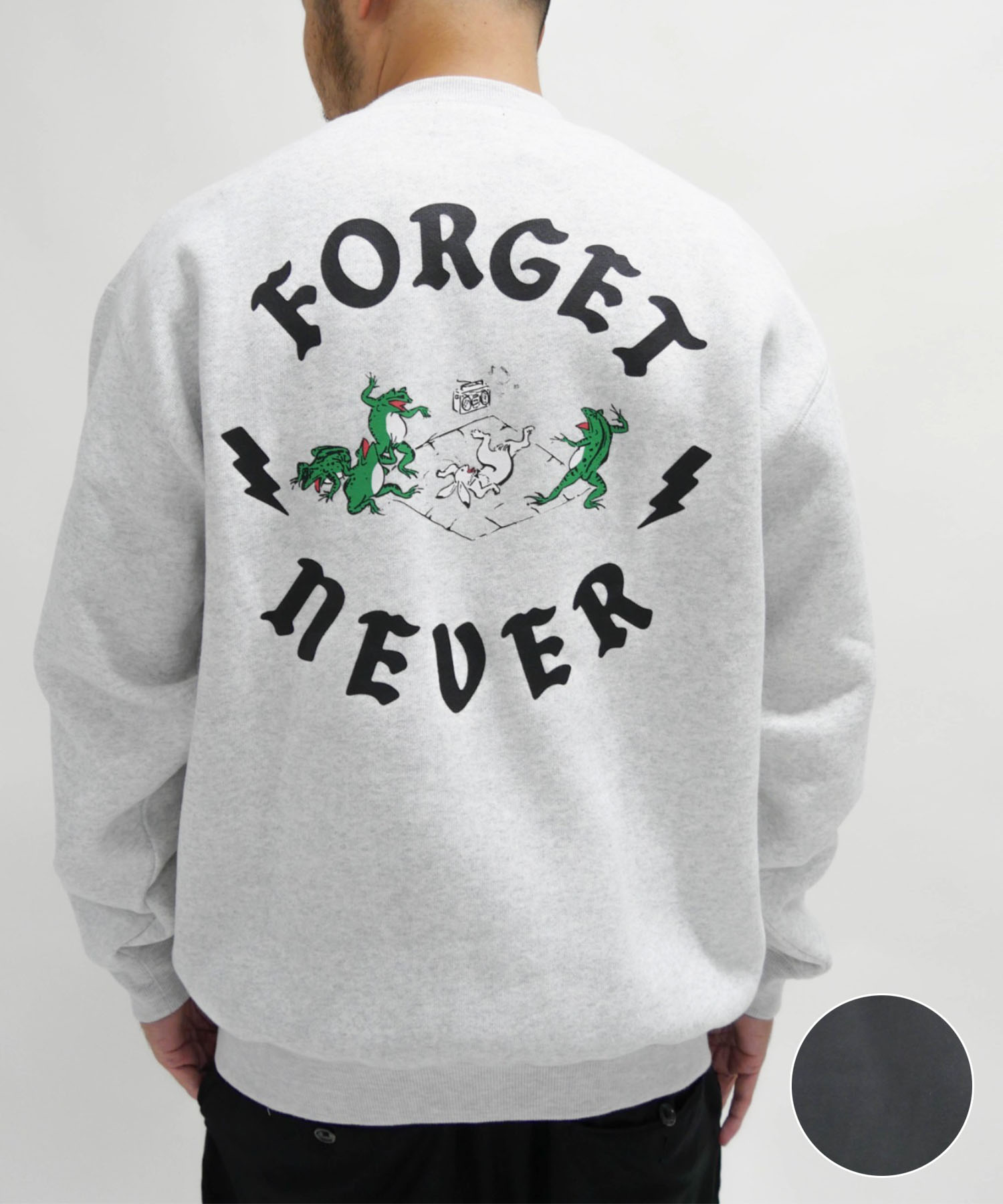 FORGET NEVER/フォーゲットネバー ヘビーウェイト 裏起毛 メンズ トレーナー クルーネックスウェット バックロゴ 234OO1TR090FN ムラサキスポーツ別注