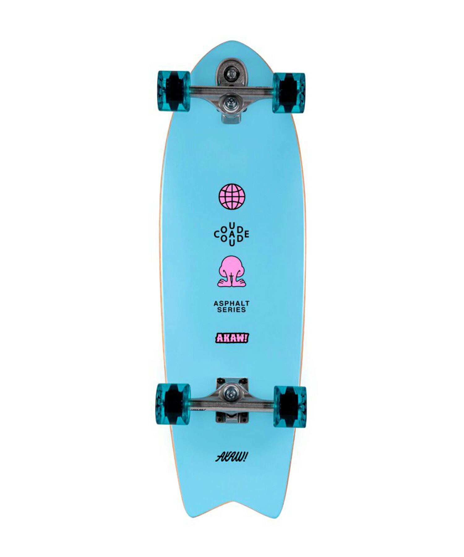 ロング スケートボード LAND SKATE AKAW アカウ CONCRETE WAVE BLUE PINK 10inch KK J5