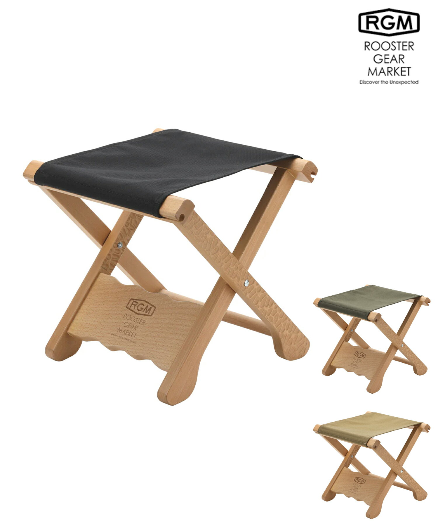 ROOSTER GEAR MARKET ルースターギアマーケット WOOD STOOL 折り畳み 椅子 コンパクト ムラサキスポーツ