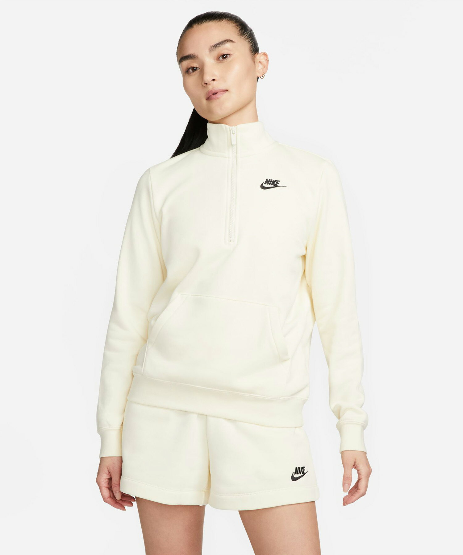 NIKE/ナイキ スポーツウェア クラブ フリース ウィメンズ 1/2ジップ スウェットシャツ レディース ハーフジップ トレーナー 裏起毛 ホワイト DQ5839-113