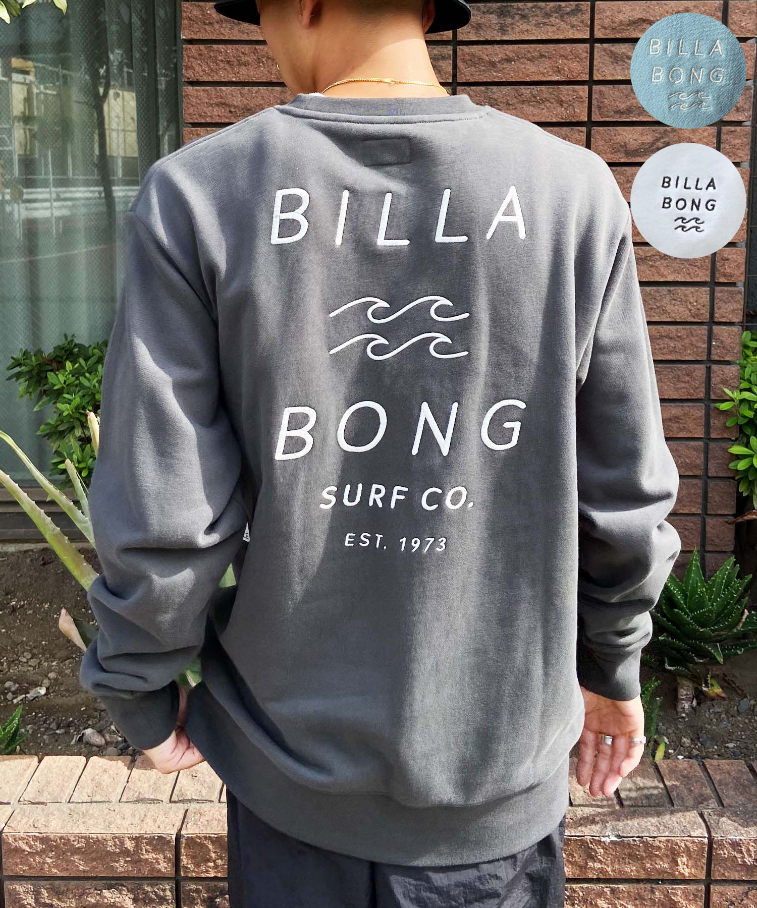 楽天ムラサキスポーツ楽天市場店BILLABONG/ビラボン メンズ トレーナー クルーネック スウェット バッグロゴ 刺繍 裏毛 BE011-001